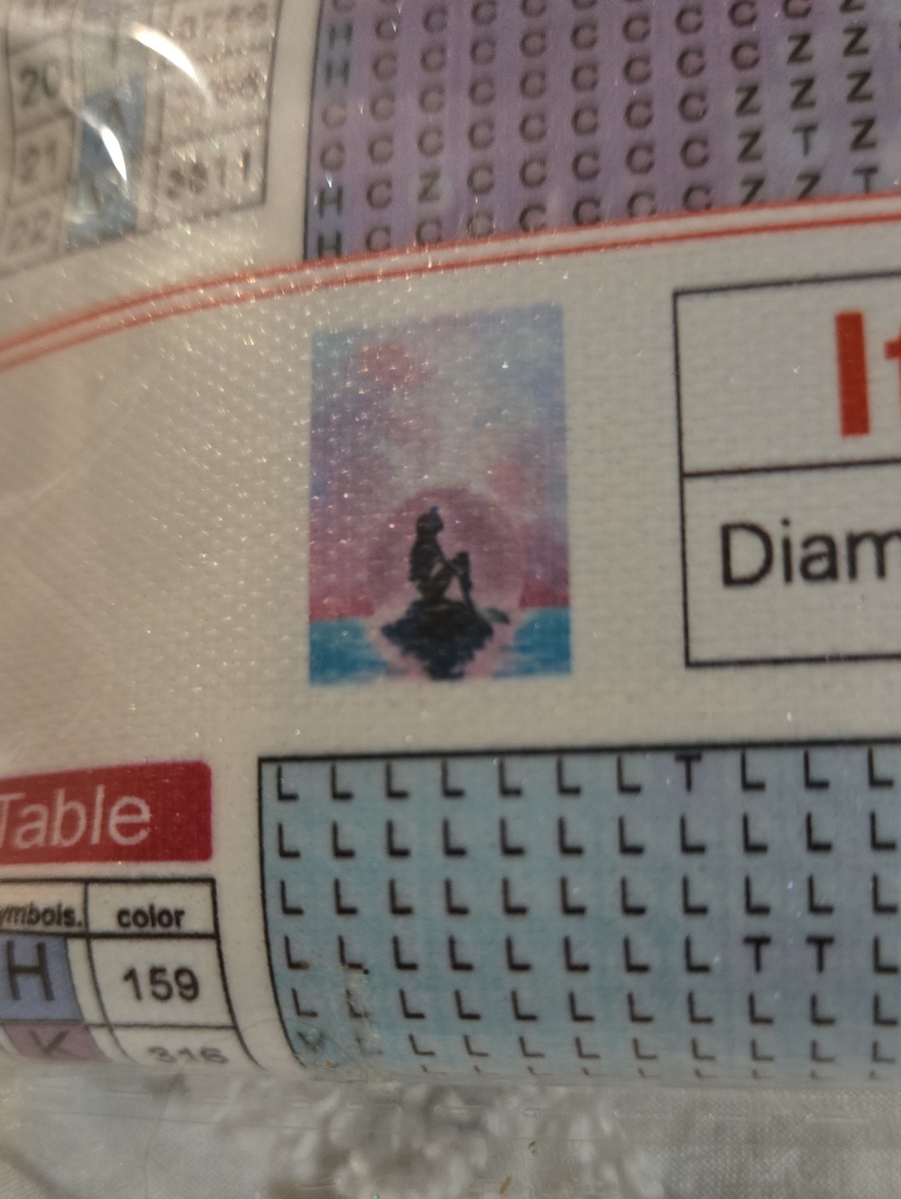 Silhouette Mermaid Diamond Art Kit Panel in Pastel Sky NIP